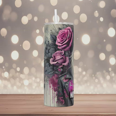 Thermobecher  Woman mit Rosen & Spruch "Be Real, Not Perfect"