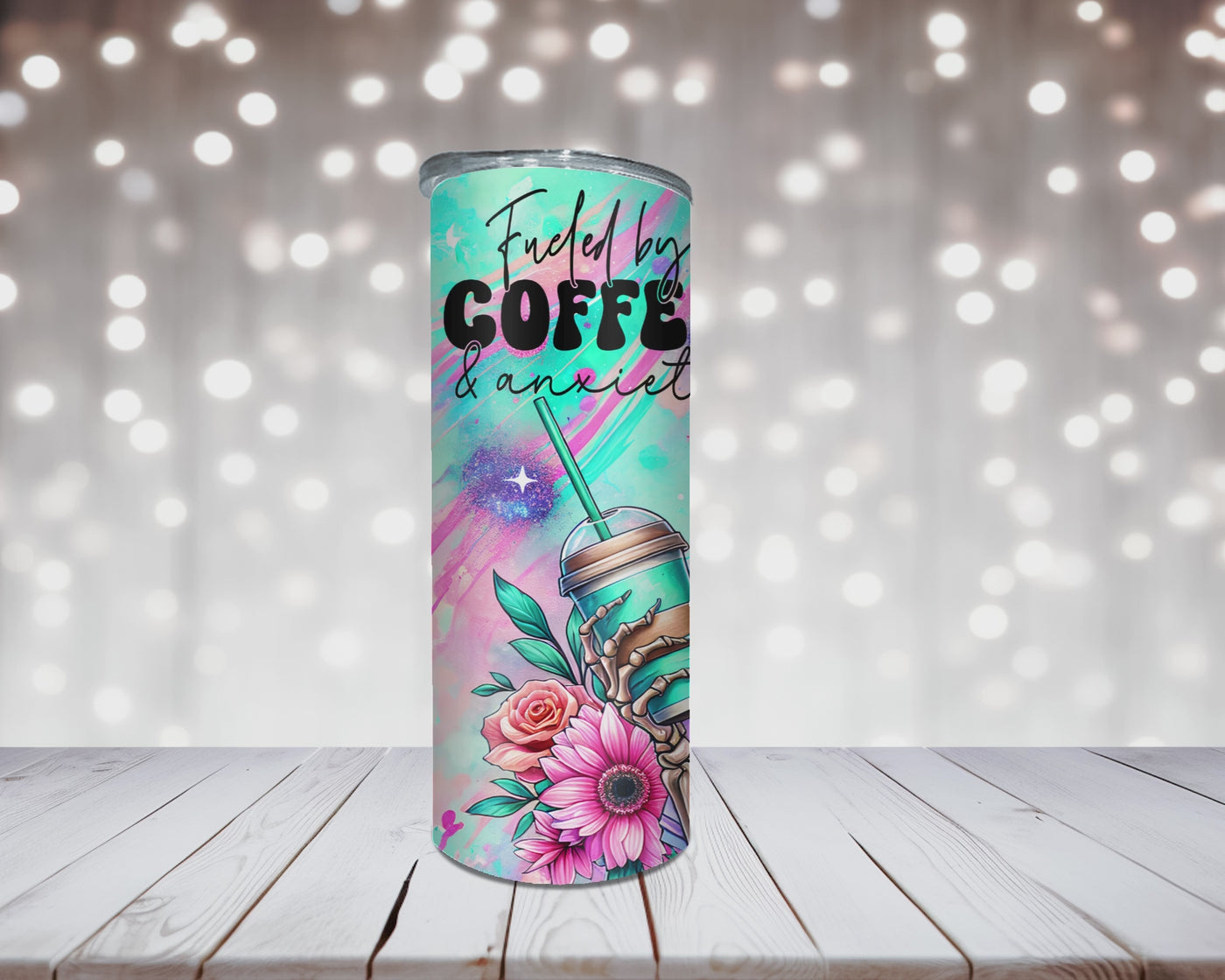 Thermobecher Niedliche Skull Woman mit Coffee Spruch