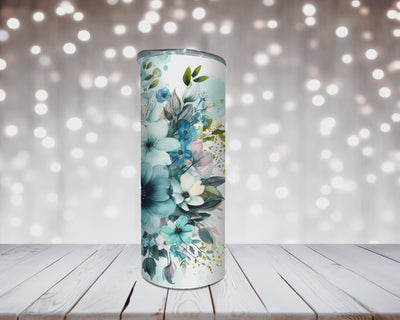 Thermobecher Mama mit blauen Blumen