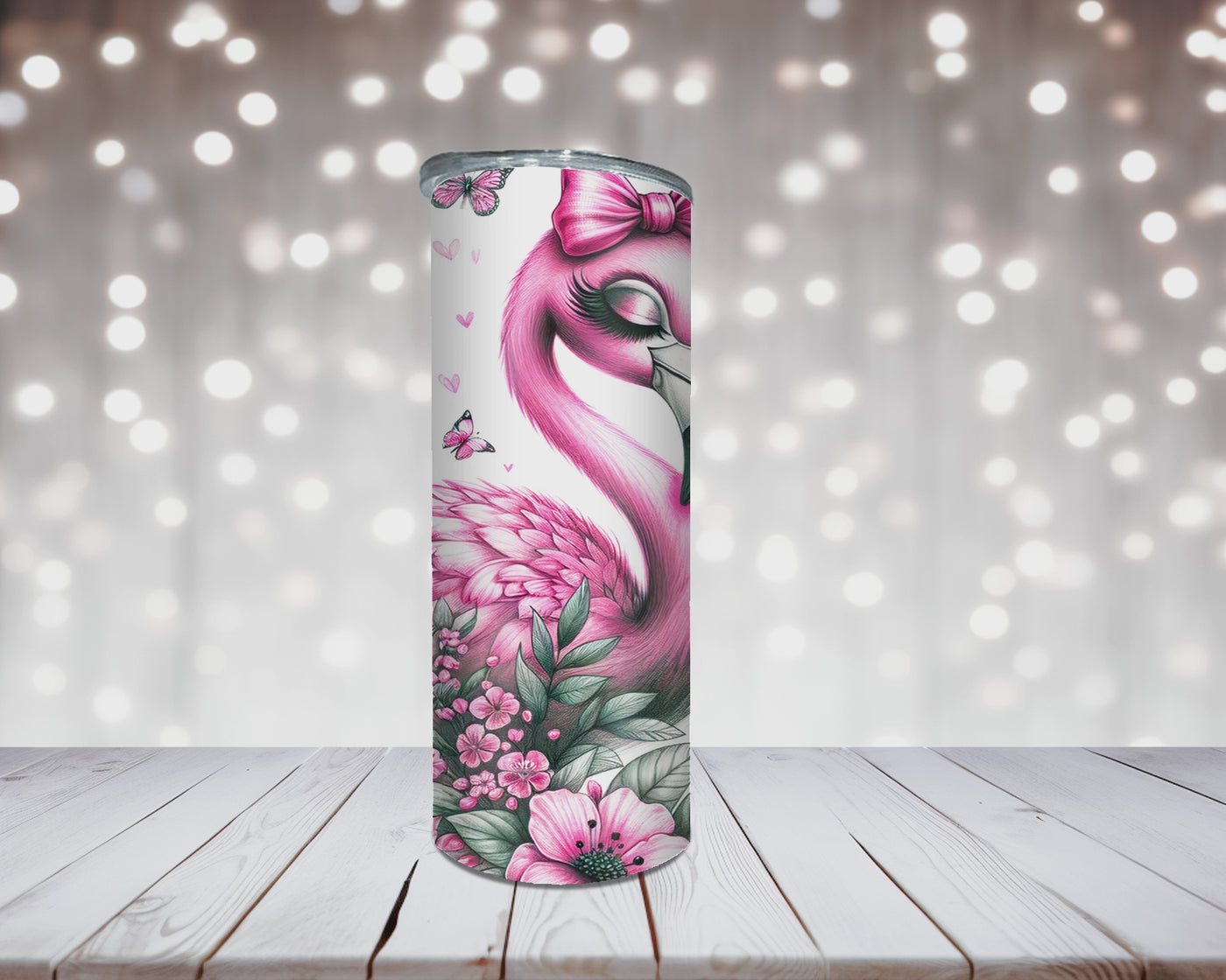 Thermobecher „Süße Flamingo mit Schleife“