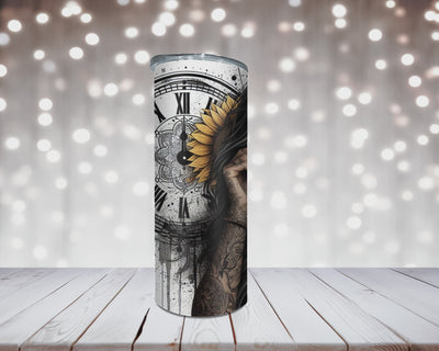 Thermobecher Woman, Uhr und Sonnenblume
