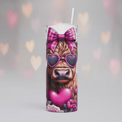 Thermobecher/Tumbler -Highland Cow mit Rosen & Herz