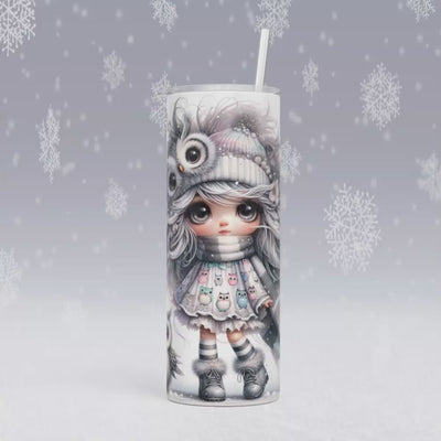 Thermobecher/Tumbler Winter Süße Mädchen-Eule