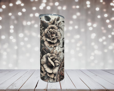 Thermobecher „Woman mit Schmetterling und Rosen