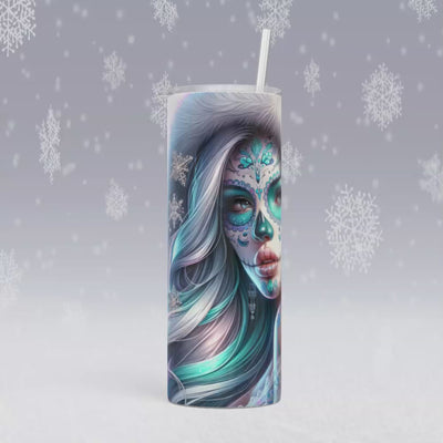 Thermobecher/Tumbler -Winter Blumen Totenkopf Mädchen