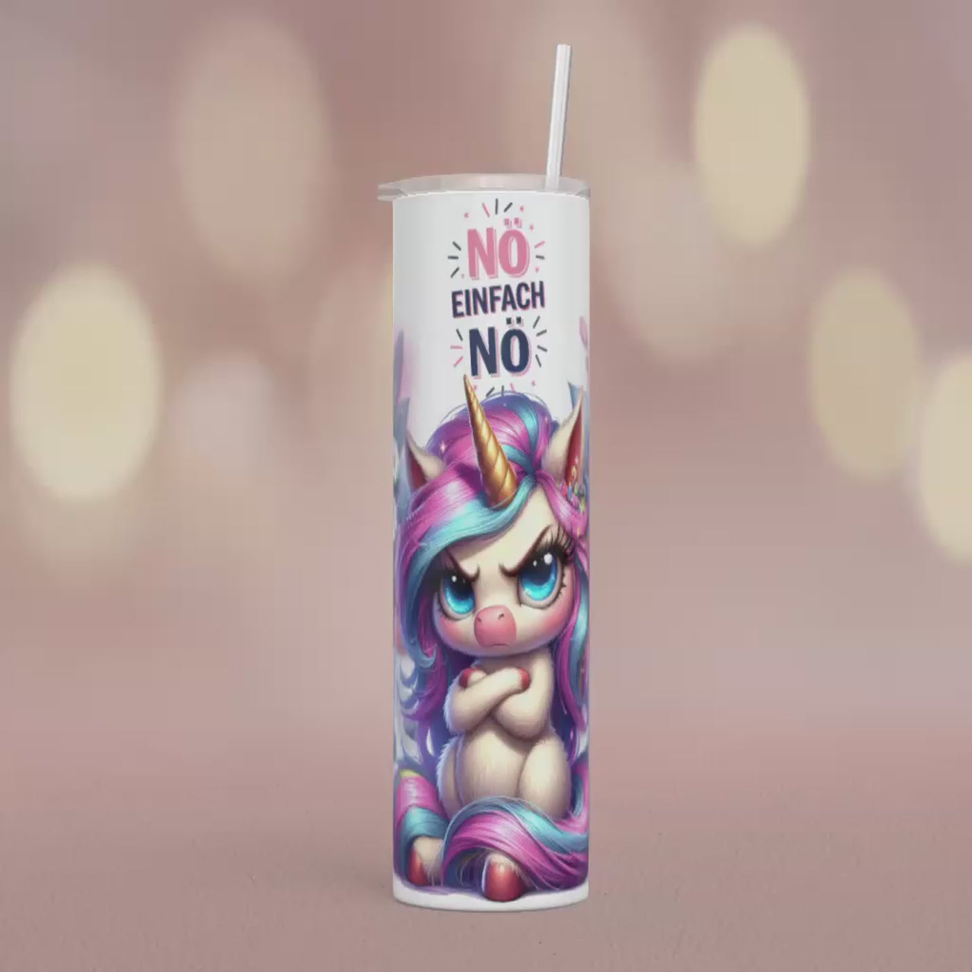 Thermobecher/Tumbler 570ml „Einhorn mit Sonnenblume“  Nö. Einfach Nö