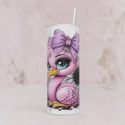 Thermobecher - Rosa Ente mit Schleifen, Sternen & Sonnenblume