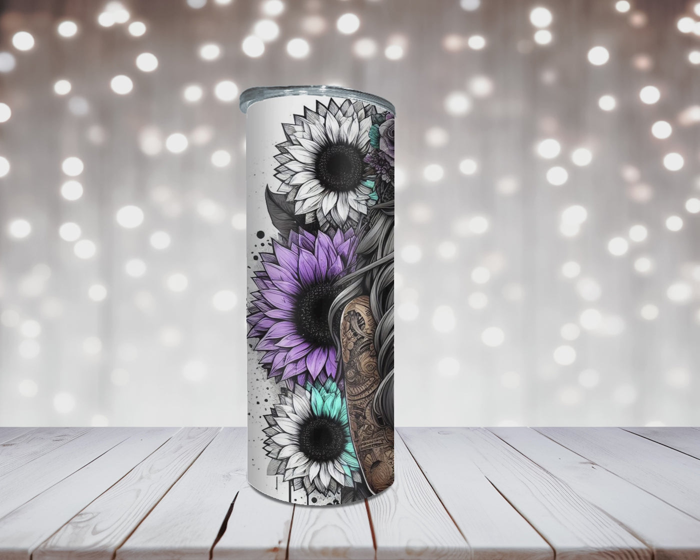Thermobecher Woman, Löwe und Sonnenblume