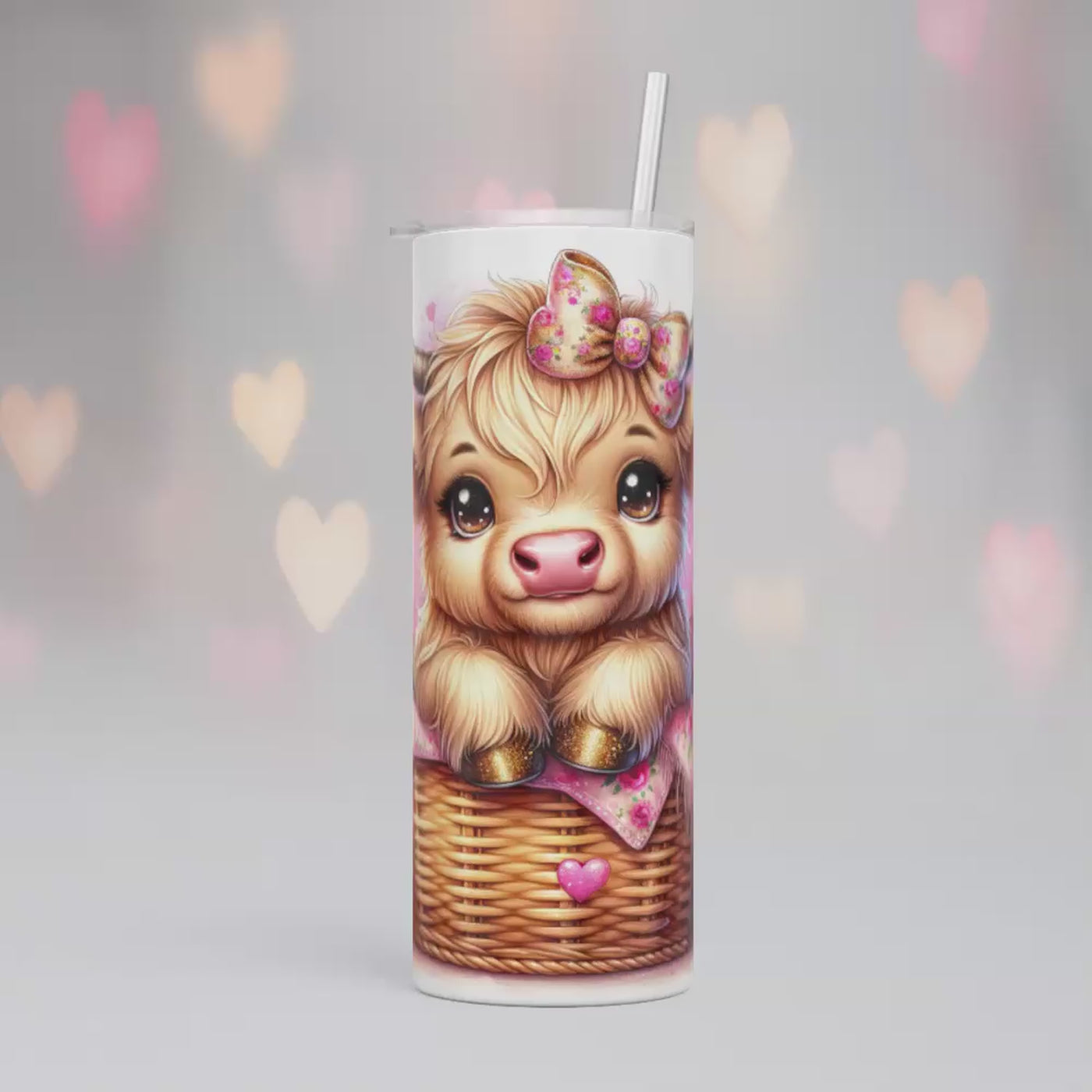 Thermobecher/Tumbler -Valentine Cow – Süß, stilvoll & voller Liebe
