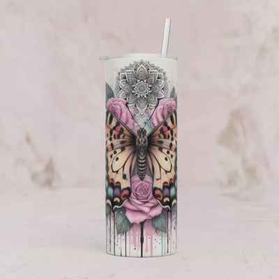 Thermobecher Schmetterling & Rosa Rosen