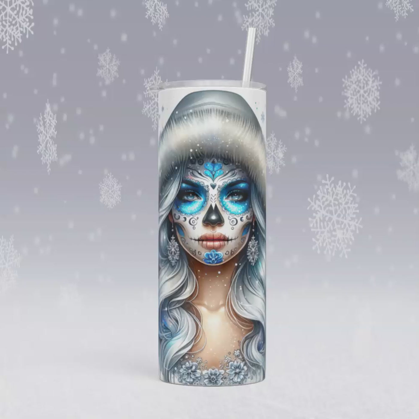 Thermobecher/Tumbler -Winter Sugar Skull Girl