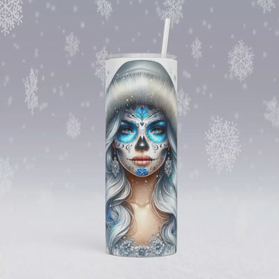 Thermobecher/Tumbler -Winter Sugar Skull Girl