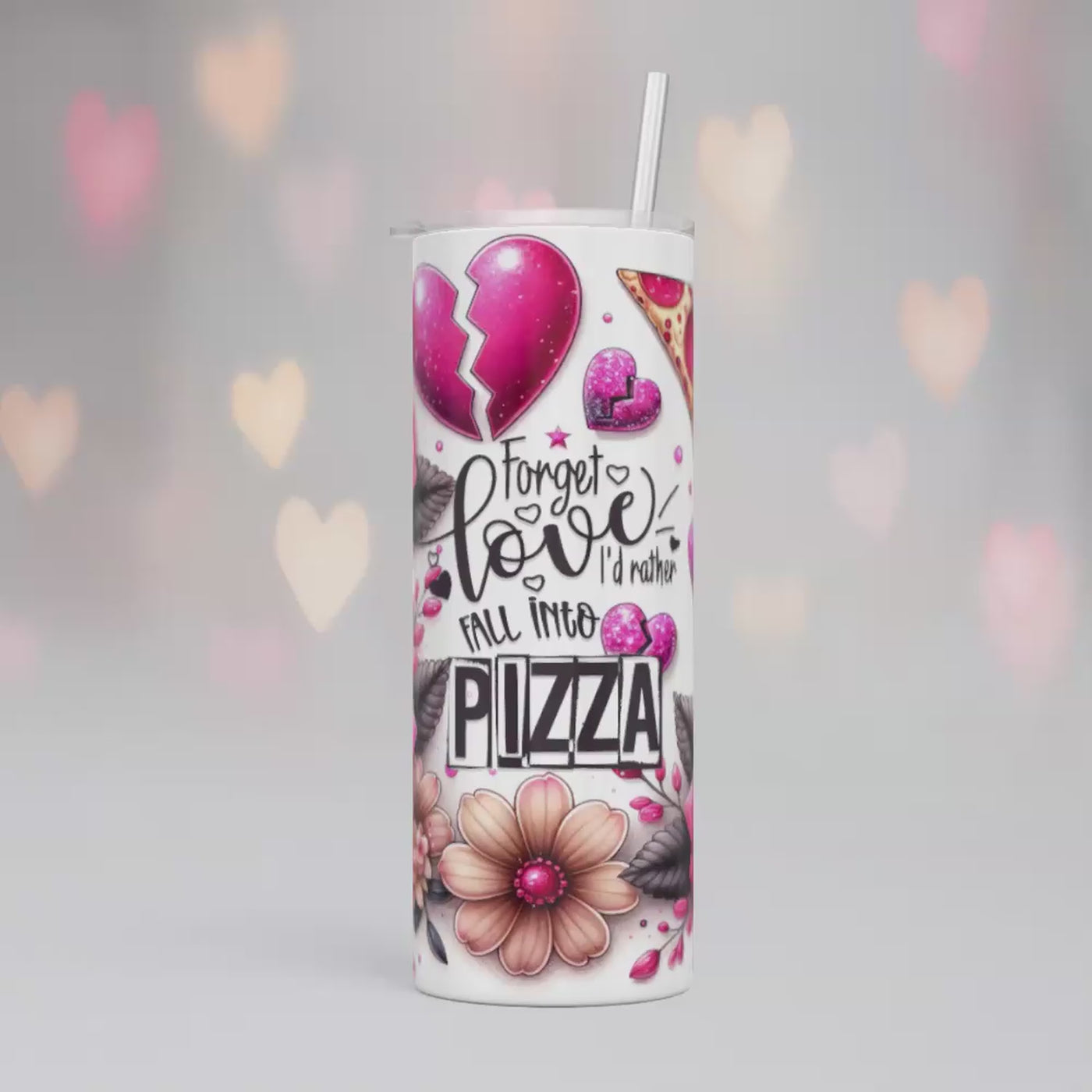 Thermobecher/Tumbler - Pizza Love & Blumen
