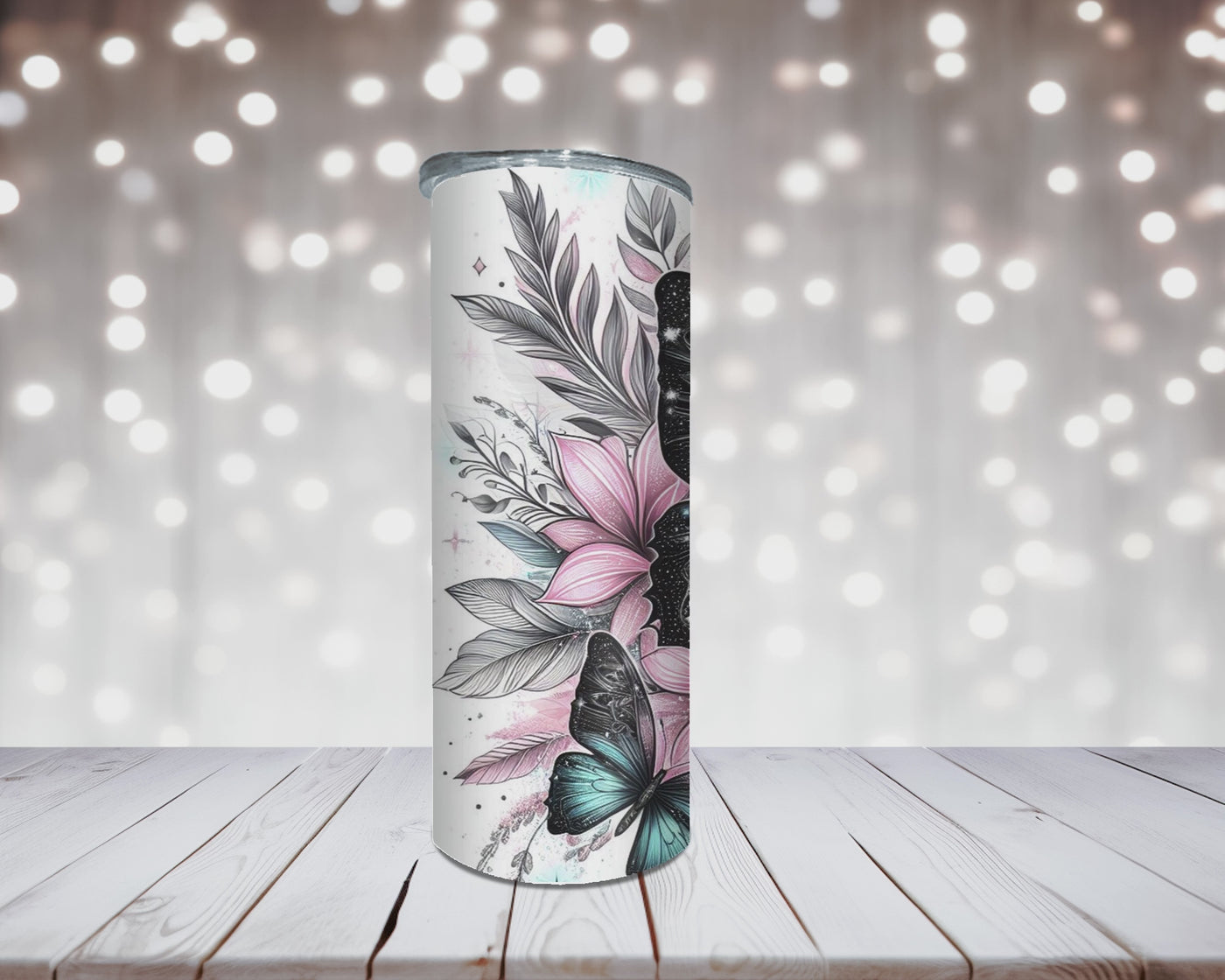 Thermobecher „Schmetterlinge mit Blumen“
