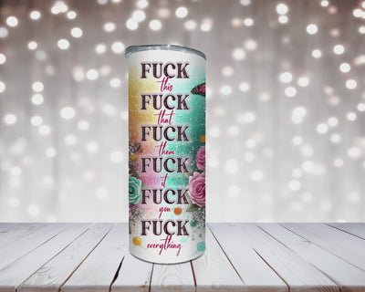 Thermobecher Woman mit Bubblegum und Spruch Fuck this