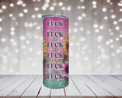 Thermobecher Woman Mittelfinger, Sonnenblumen und Spruch Fuck this