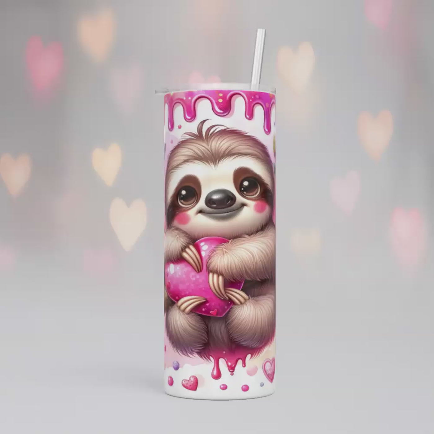 Thermobecher/Tumbler Faultier mit Pfingstrosen & Love