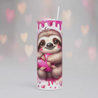 Thermobecher/Tumbler Faultier mit Pfingstrosen & Love