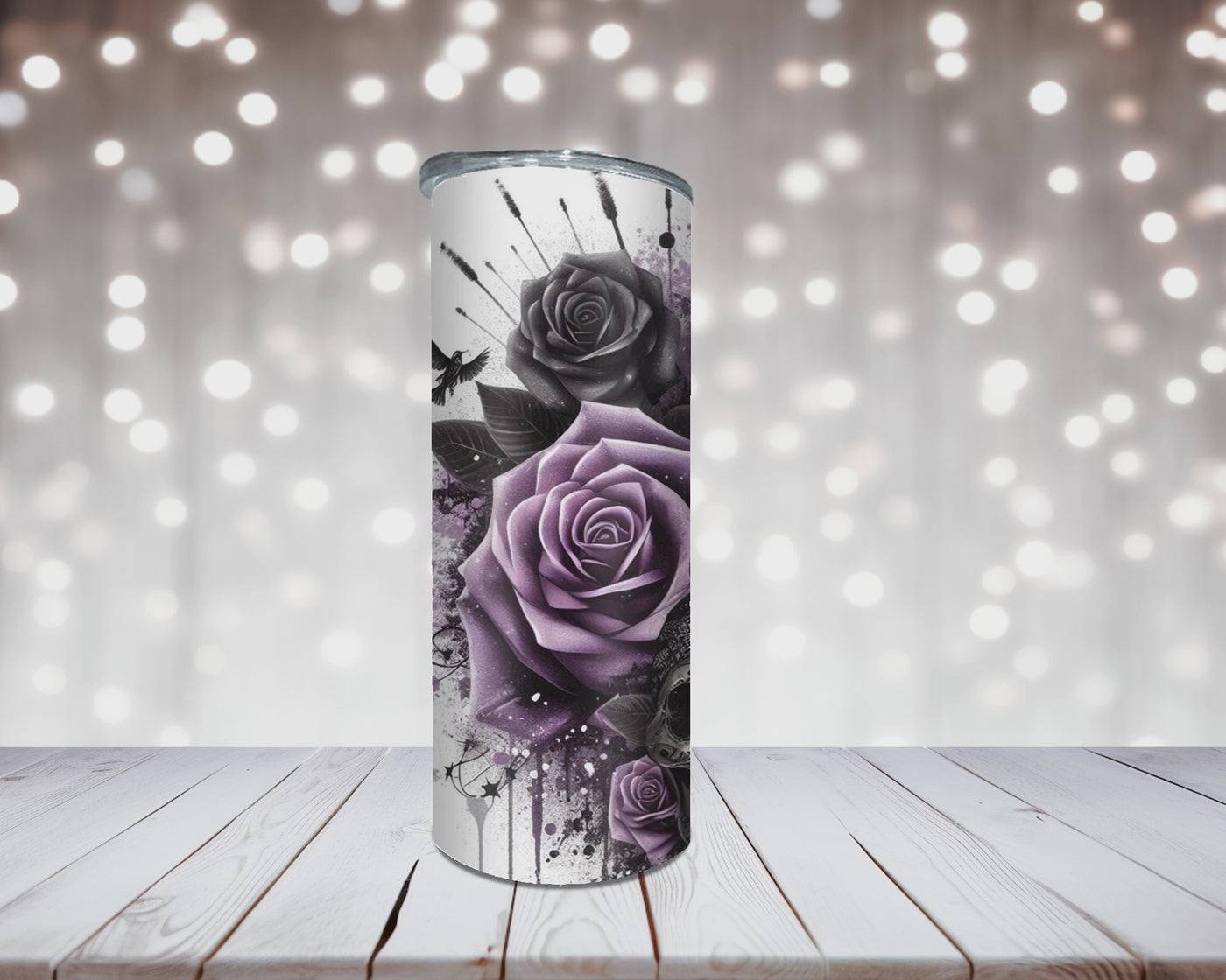 Thermobecher „Woman Skull und Rosen Lila“