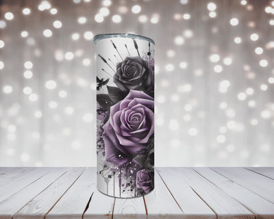 Thermobecher „Woman Skull und Rosen Lila“