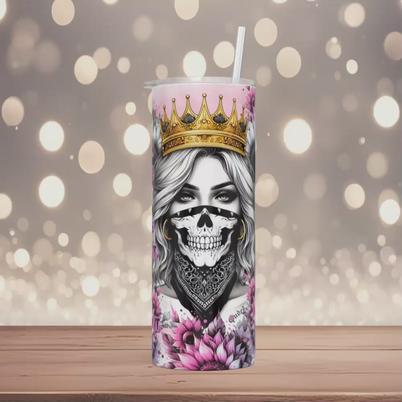 Thermobecher Woman mit Krone & Pinker Sonnenblume