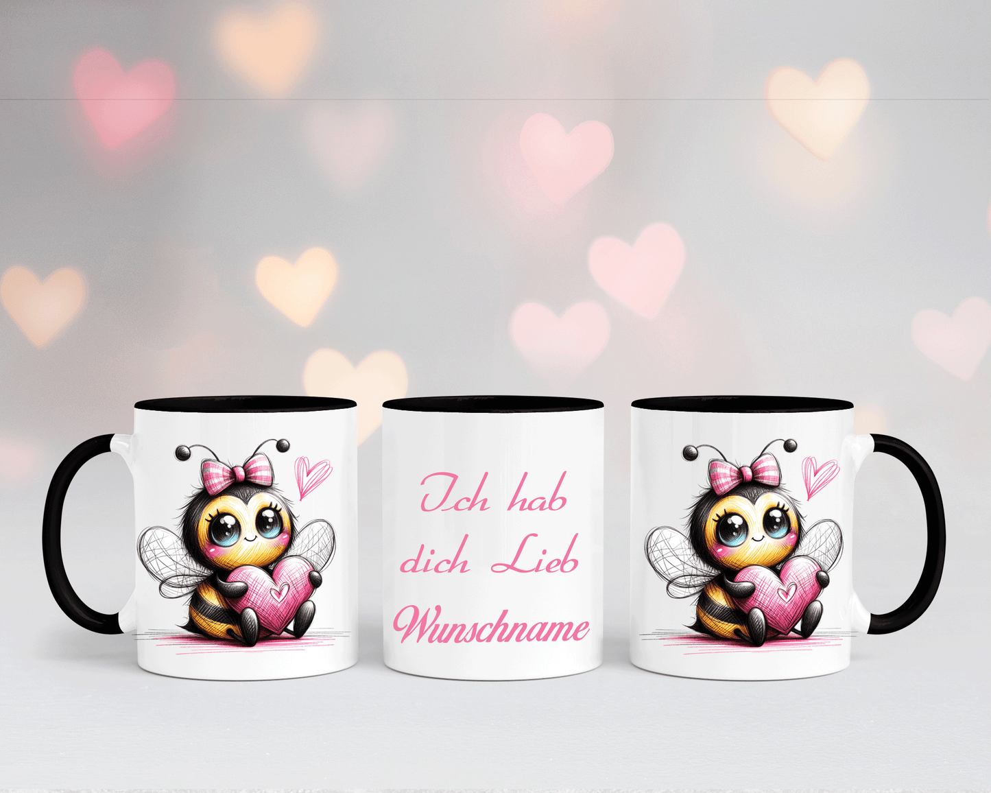 Ich hab dich Lieb - Tasse Weiß/Schwarz mit verschiedenen Motiven