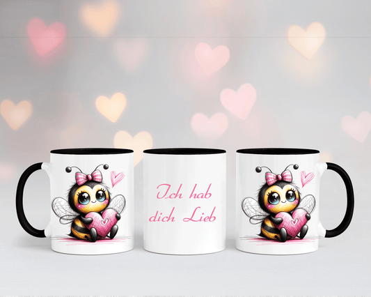 Ich hab dich Lieb - Tasse Weiß/Schwarz mit verschiedenen Motiven