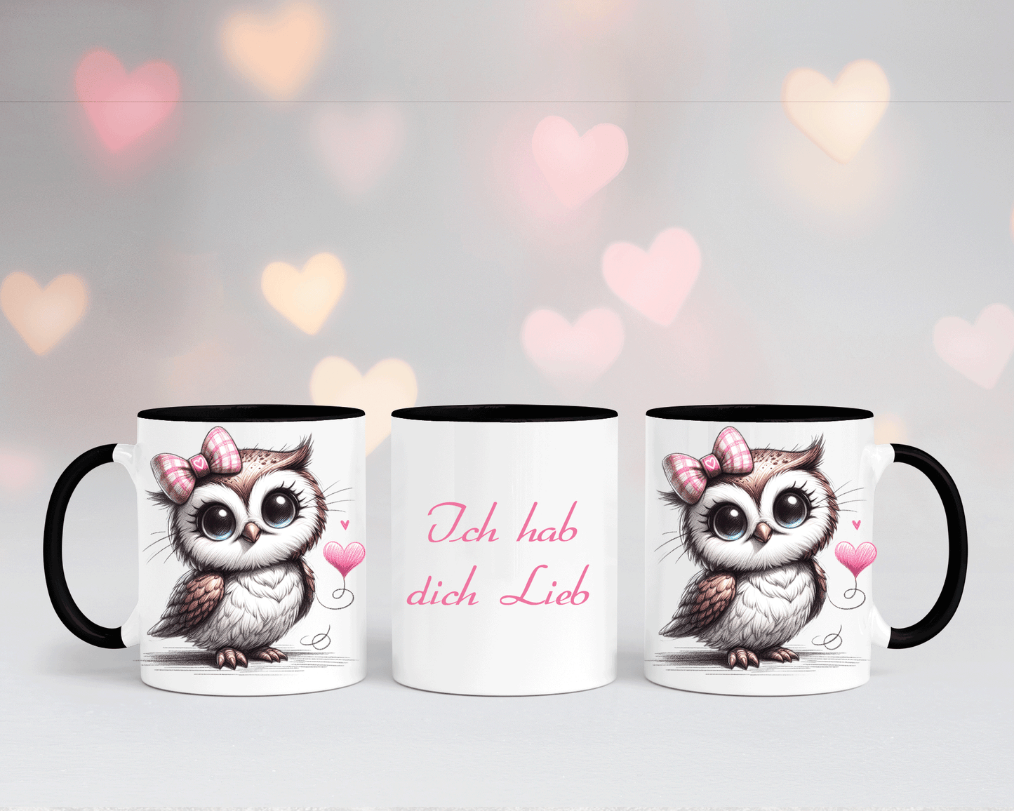 Ich hab dich Lieb - Tasse Weiß/Schwarz mit verschiedenen Motiven