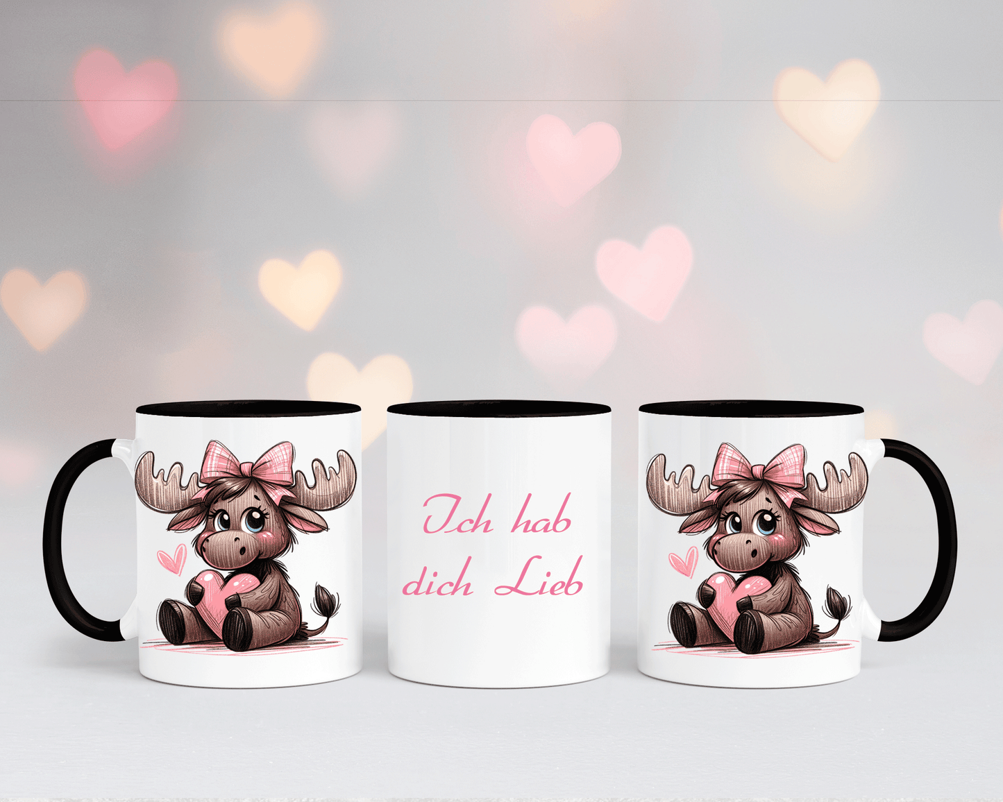 Ich hab dich Lieb - Tasse Weiß/Schwarz mit verschiedenen Motiven