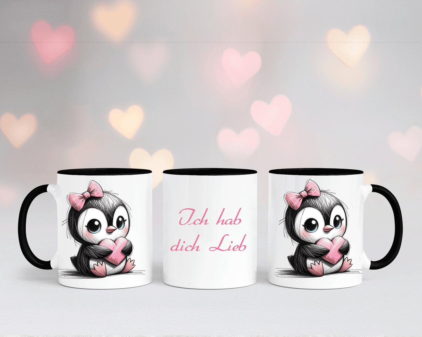 Ich hab dich Lieb - Tasse Weiß/Schwarz mit verschiedenen Motiven