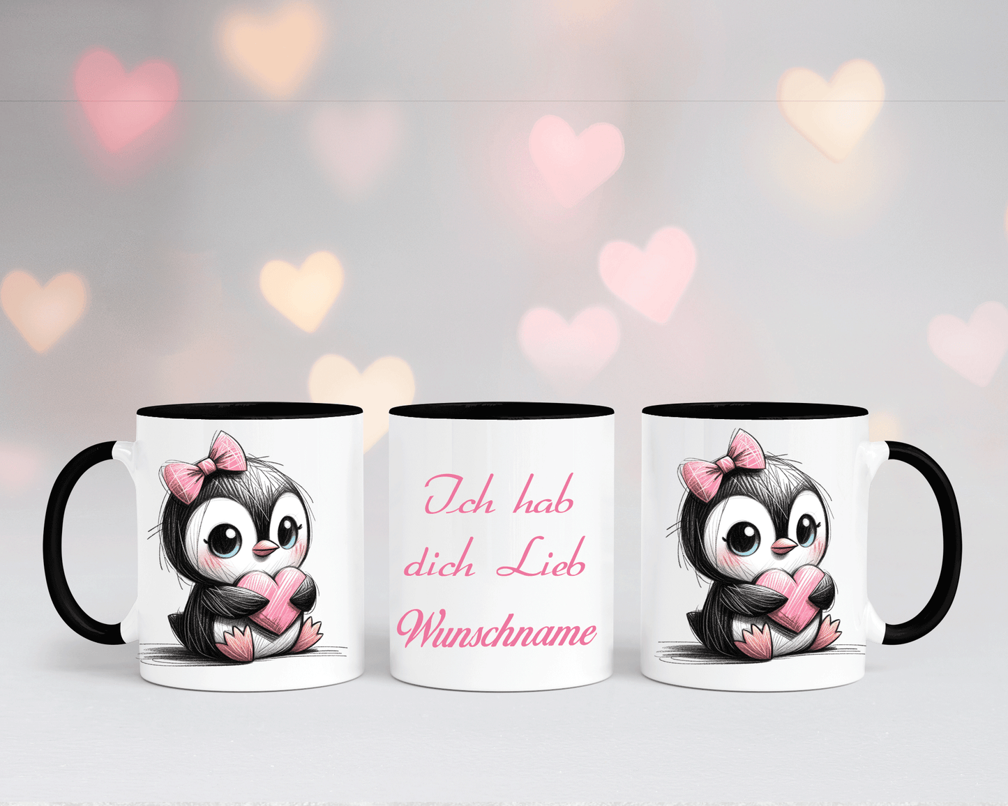 Ich hab dich Lieb - Tasse Weiß/Schwarz mit verschiedenen Motiven