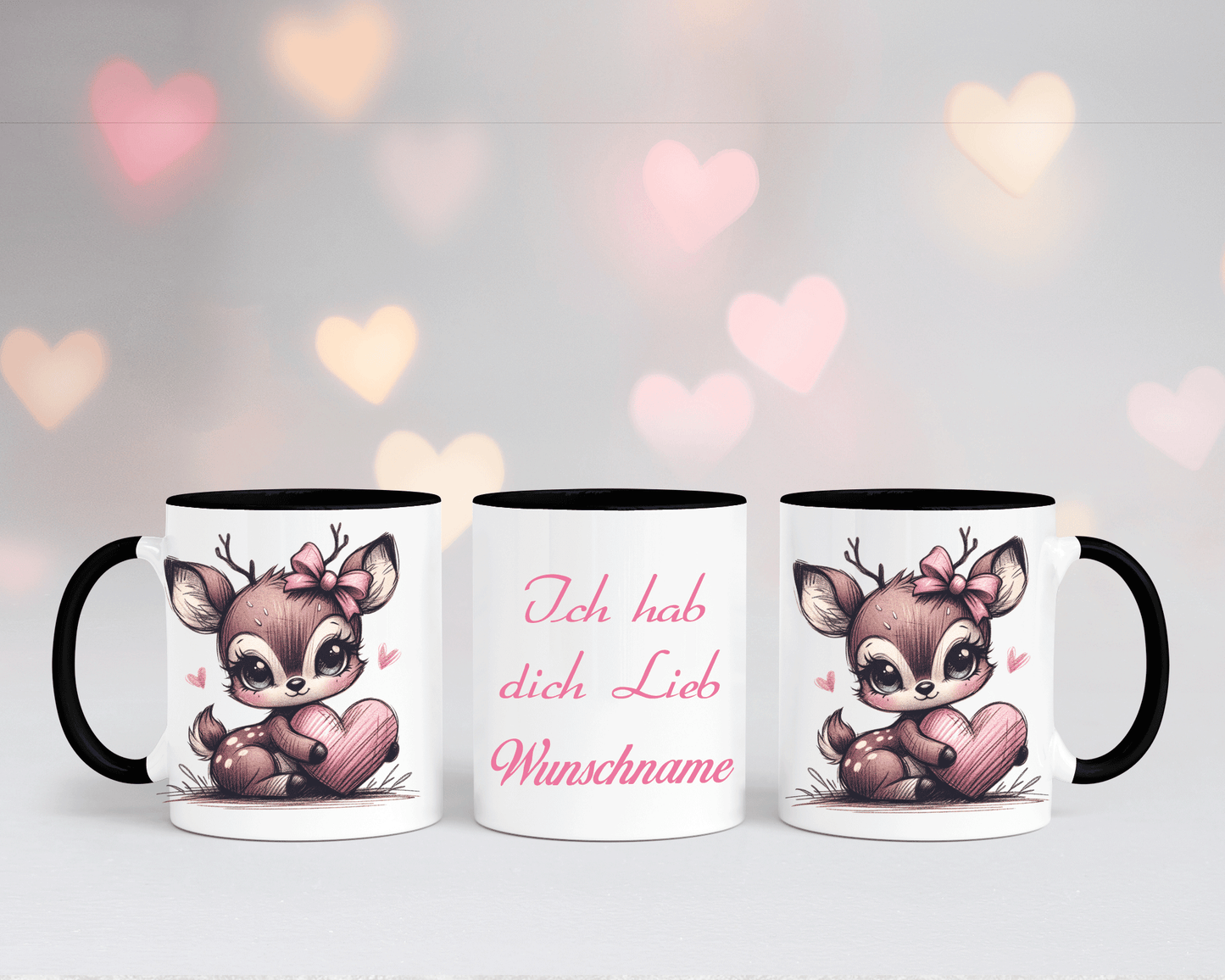 Ich hab dich Lieb - Tasse Weiß/Schwarz mit verschiedenen Motiven