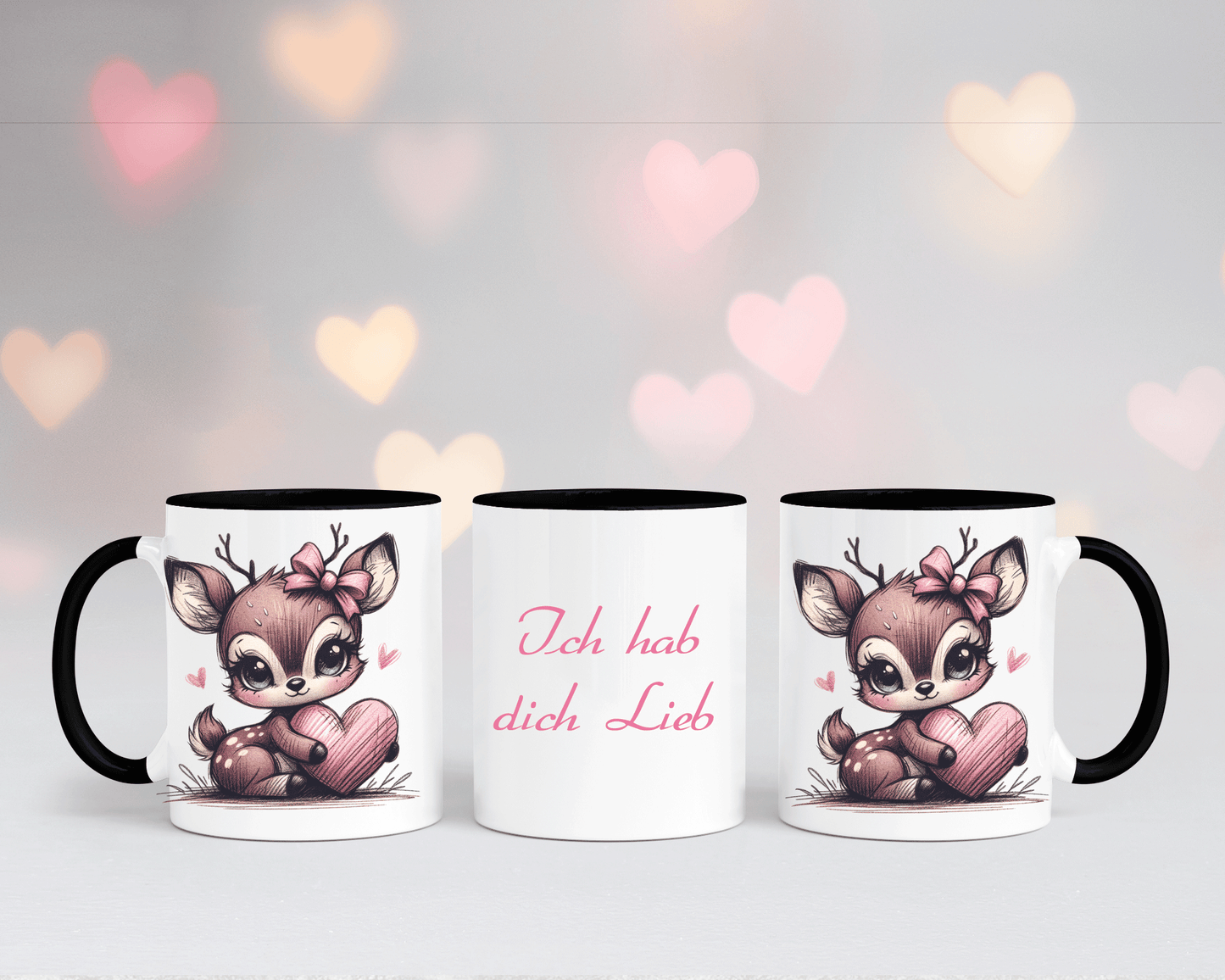 Ich hab dich Lieb - Tasse Weiß/Schwarz mit verschiedenen Motiven