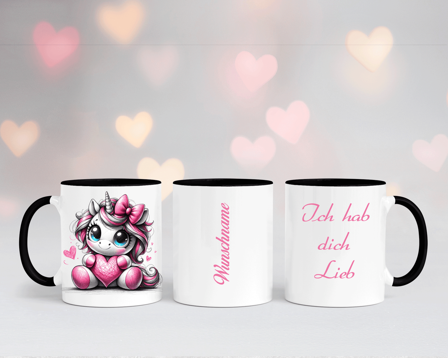 Ich hab dich Lieb - Tasse Weiß/Schwarz mit verschiedenen Motiven