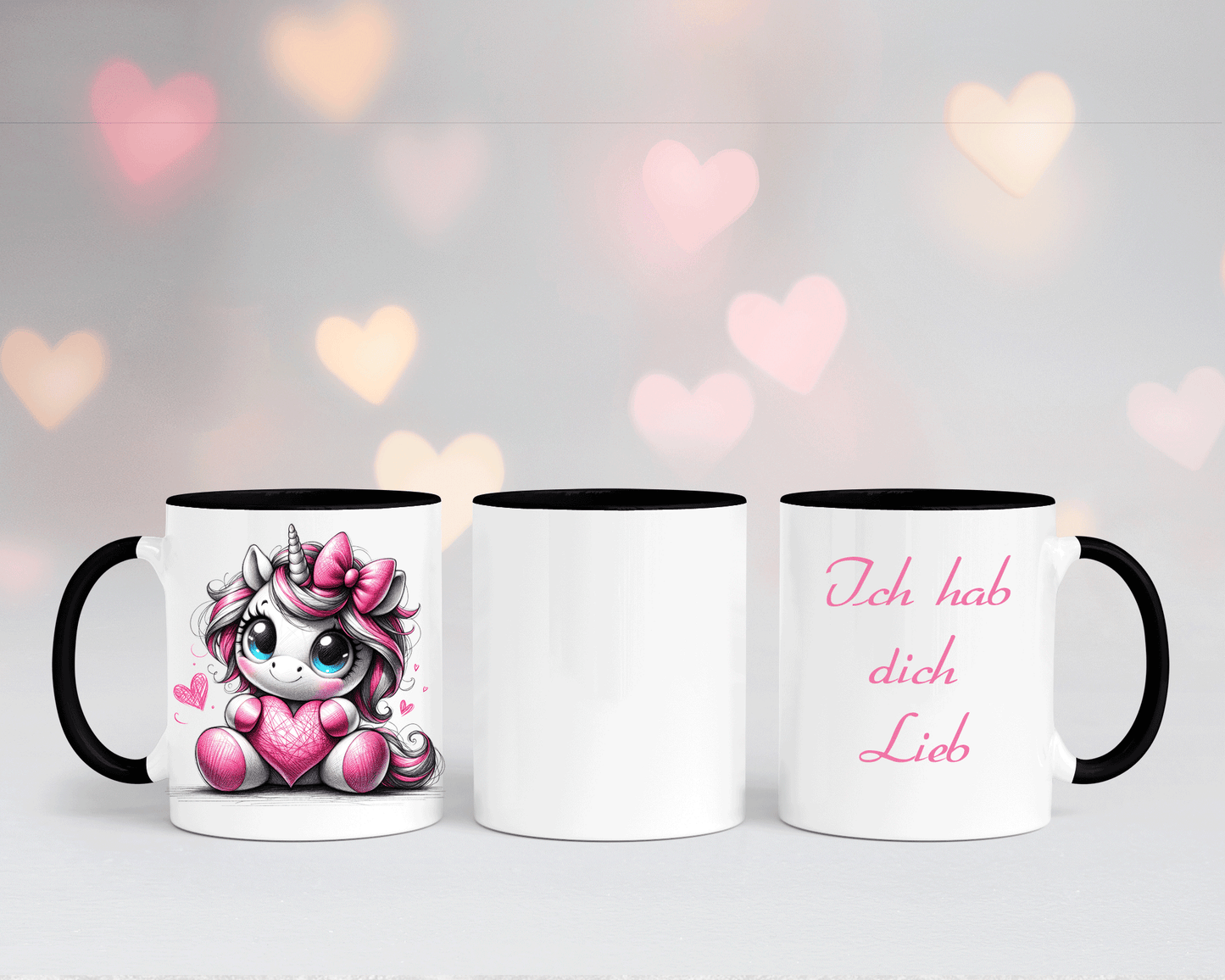 Ich hab dich Lieb - Tasse Weiß/Schwarz mit verschiedenen Motiven