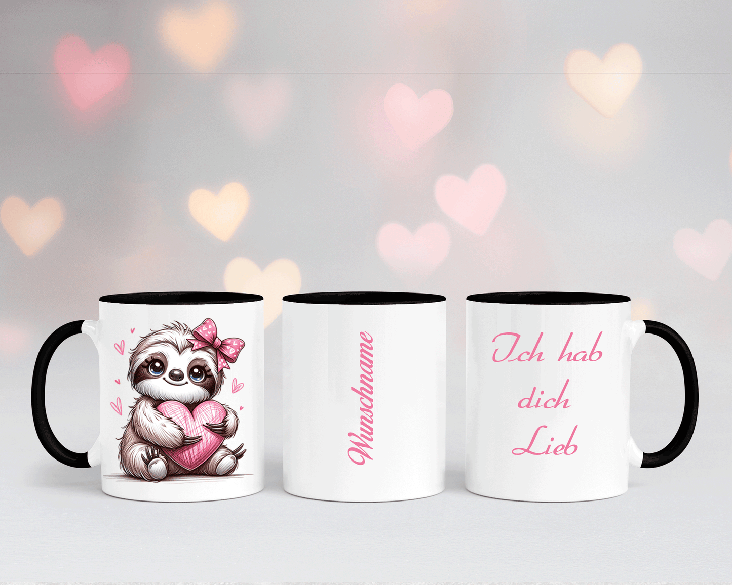 Ich hab dich Lieb - Tasse Weiß/Schwarz mit verschiedenen Motiven