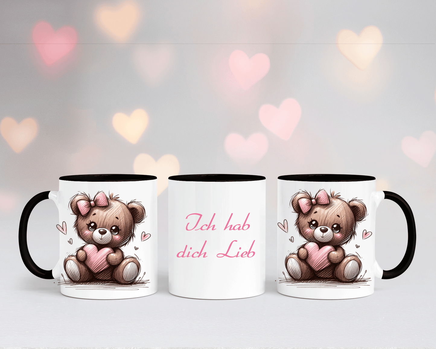 Ich hab dich Lieb - Tasse Weiß/Schwarz mit verschiedenen Motiven