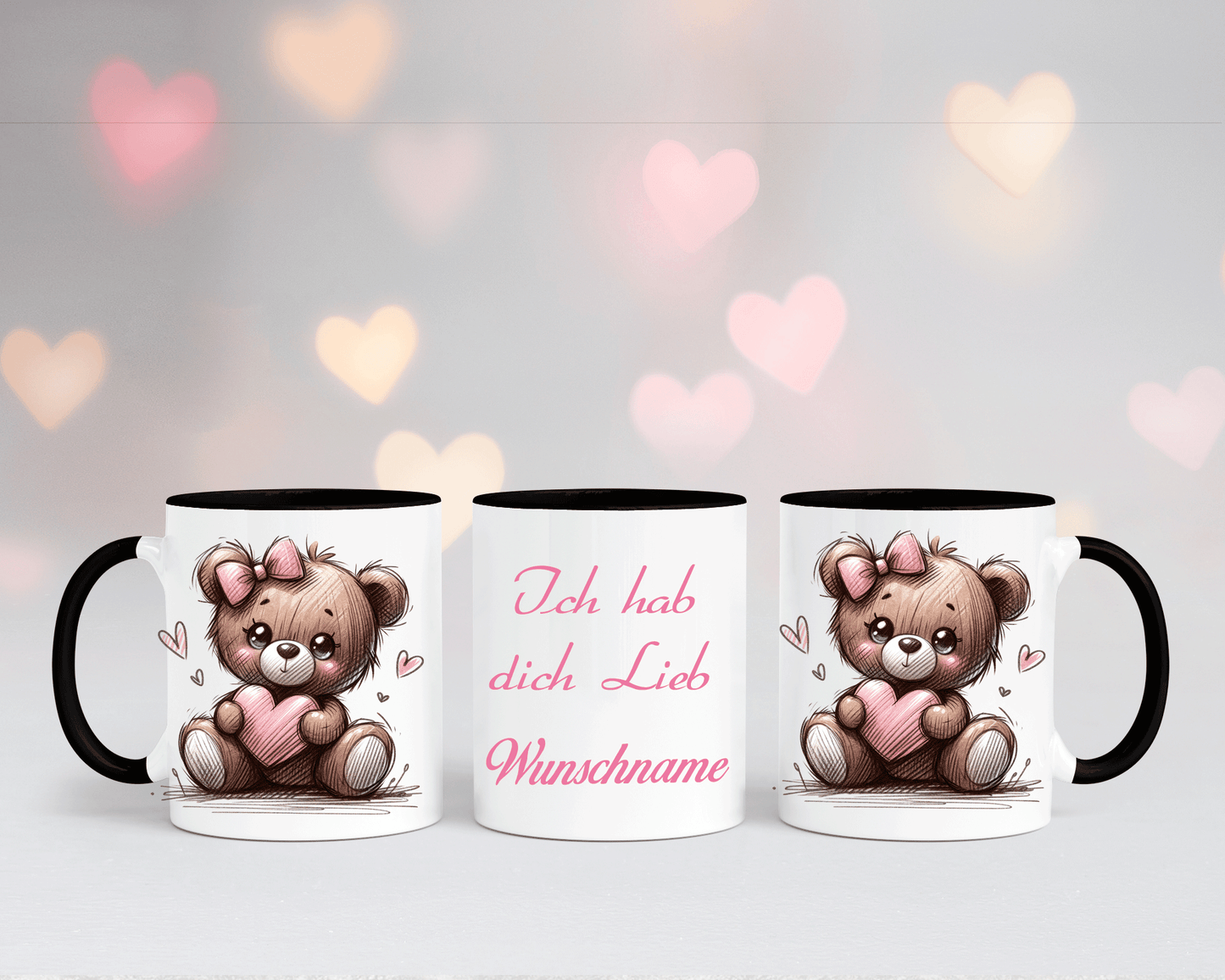 Ich hab dich Lieb - Tasse Weiß/Schwarz mit verschiedenen Motiven