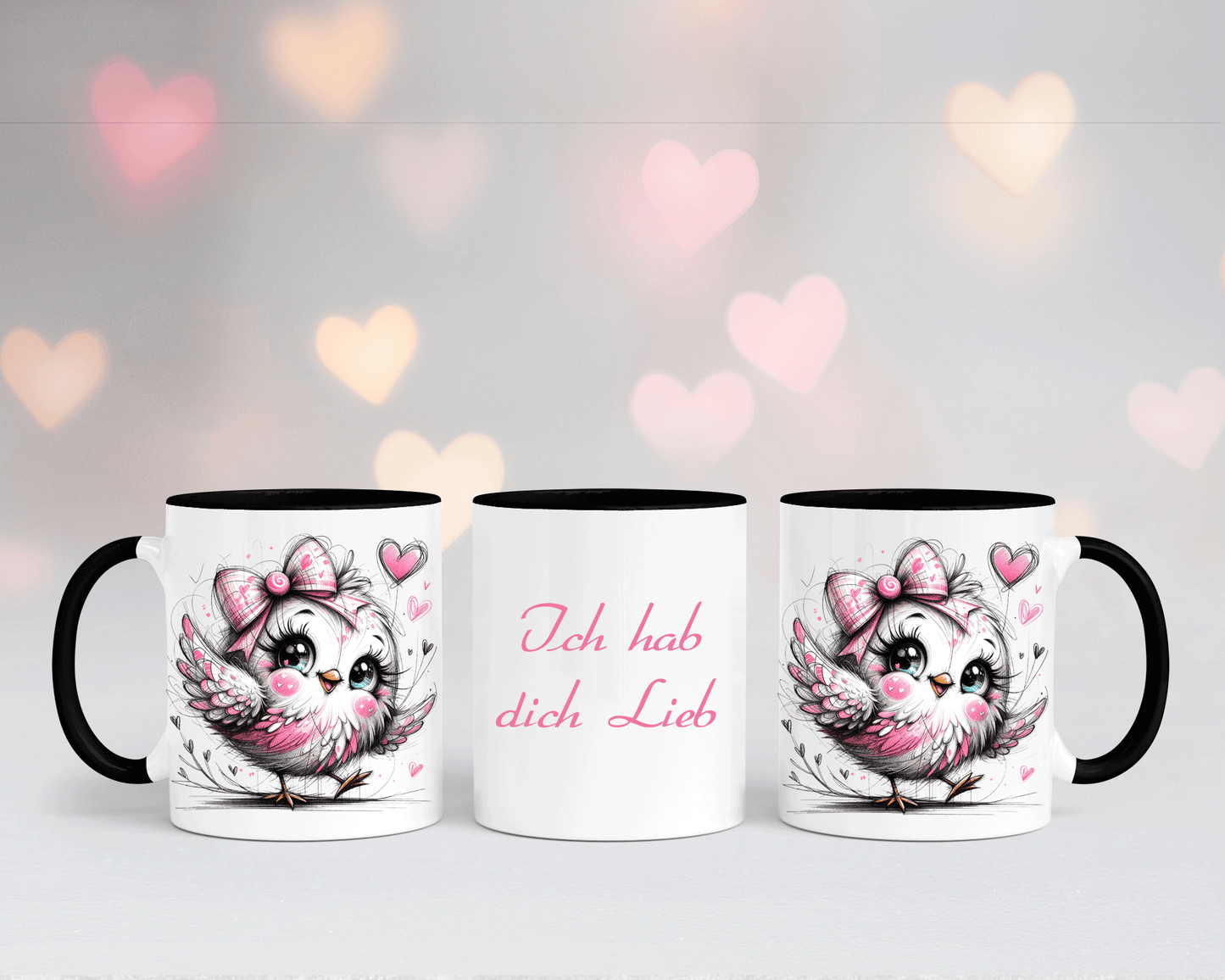 Ich hab dich Lieb - Tasse Weiß/Schwarz mit verschiedenen Motiven
