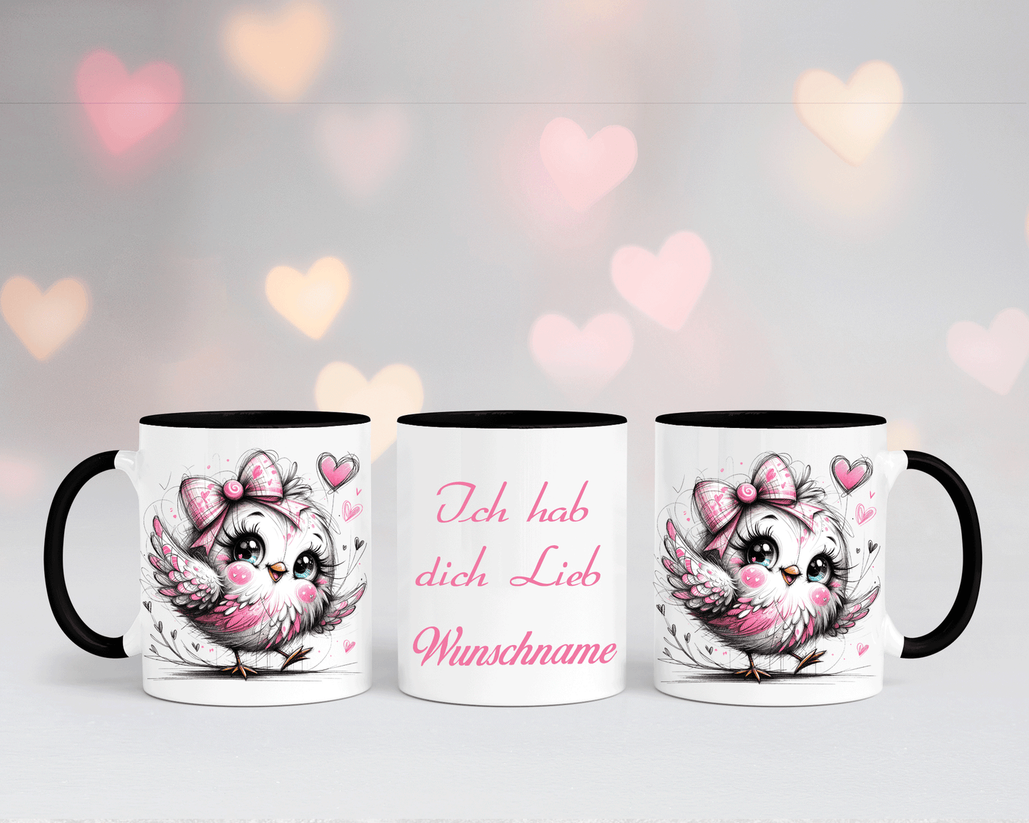 Ich hab dich Lieb - Tasse Weiß/Schwarz mit verschiedenen Motiven